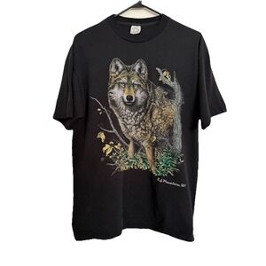 Vintage LSJ Sportswear Shirt Youth‎ Sz L Wolf 90's Rib Mountain Wisconsin USA